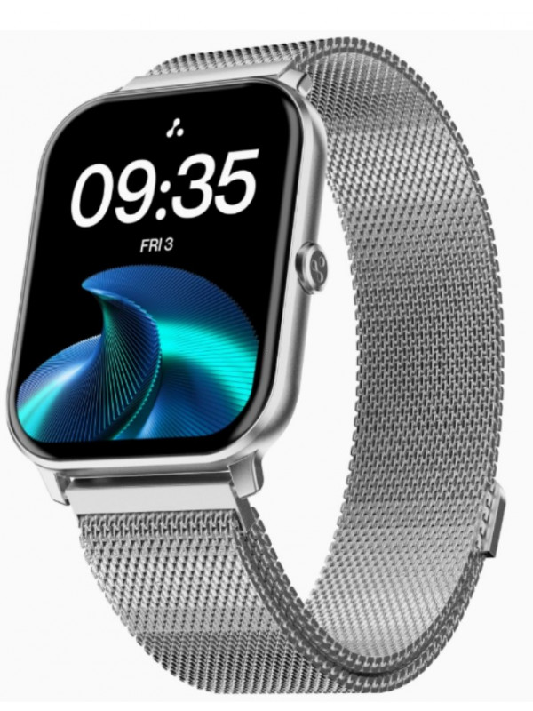 Ambrane Wise Glaze with 1.78" Amoled Display, BT Calling,SPO2, Heart Rate Monitor Smartwatch Silver Metal